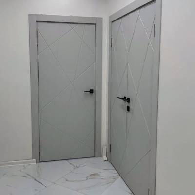 Эмалированная межкомнатная дверь ВФД Stockholm FLITTA COTTON серого цвета, Вид остекления: без стекла, Цвет: серый, Размер полотна: 700х2000, изображение 3