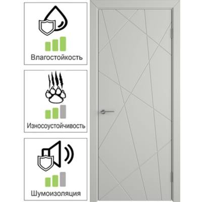 Эмалированная межкомнатная дверь ВФД Stockholm FLITTA COTTON серого цвета, Вид остекления: без стекла, Цвет: серый, Размер полотна: 800х2000, изображение 2