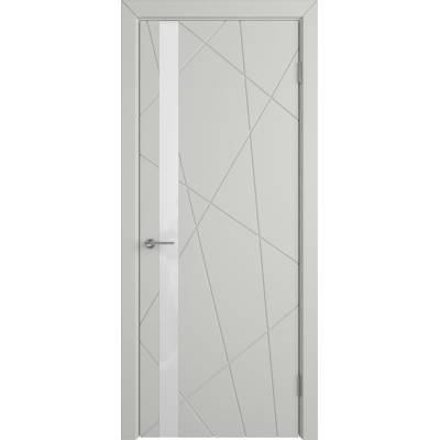 Эмалированная межкомнатная дверь ВФД Stockholm FLITTA WHITE GLOSS COTTON серого цвета, Вид остекления: WHITE GLOSS, Цвет: серый, Размер полотна: 600х2000