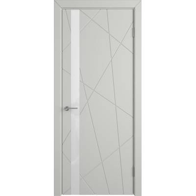 Эмалированная межкомнатная дверь ВФД Stockholm FLITTA WHITE GLOSS COTTON серого цвета, Вид остекления: WHITE GLOSS, Цвет: серый, Размер полотна: 700х2000
