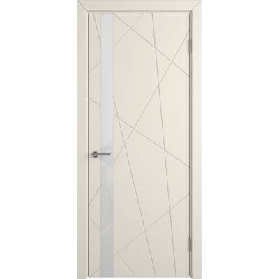 Эмалированная межкомнатная дверь ВФД Stockholm FLITTA WHITE GLOSS IVORY бежевого цвета, Вид остекления: WHITE GLOSS, Цвет: бежевый, Размер полотна: 900х2000
