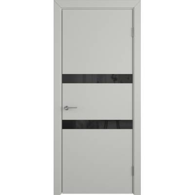 Эмалированная межкомнатная дверь ВФД Stockholm NIUTA BLACK GLOSS COTTON серого цвета, Вид остекления: BLACK GLOSS, Цвет: серый, Размер полотна: 800х2000