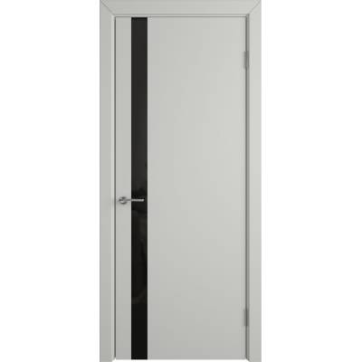 Эмалированная межкомнатная дверь ВФД Stockholm NIUTA ETT BLACK GLOSS COTTON серого цвета, Вид остекления: BLACK GLOSS, Цвет: серый, Размер полотна: 900х2000