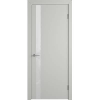 Эмалированная межкомнатная дверь ВФД Stockholm NIUTA ETT WHITE GLOSS COTTON серого цвета, Вид остекления: WHITE GLOSS, Цвет: серый, Размер полотна: 900х2000