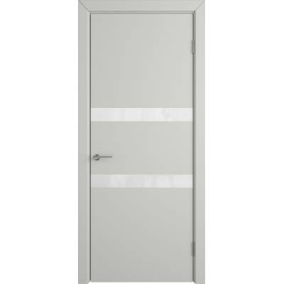Эмалированная межкомнатная дверь ВФД Stockholm NIUTA WHITE GLOSS COTTON серого цвета, Вид остекления: WHITE GLOSS, Цвет: серый, Размер полотна: 600х2000