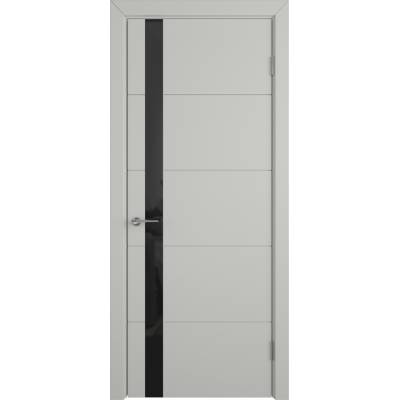 Эмалированная межкомнатная дверь ВФД Stockholm TRIVIA BLACK GLOSS COTTON серого цвета, Вид остекления: BLACK GLOSS, Цвет: серый, Размер полотна: 800х2000