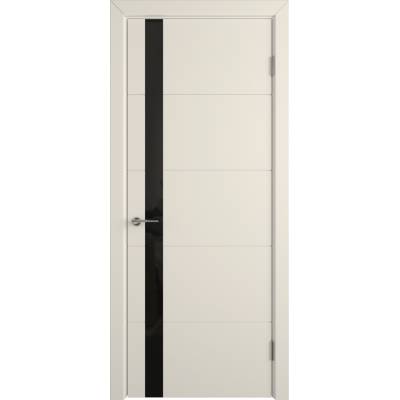 Эмалированная межкомнатная дверь ВФД Stockholm TRIVIA BLACK GLOSS IVORY бежевого цвета, Вид остекления: BLACK GLOSS, Цвет: бежевый, Размер полотна: 900х2000