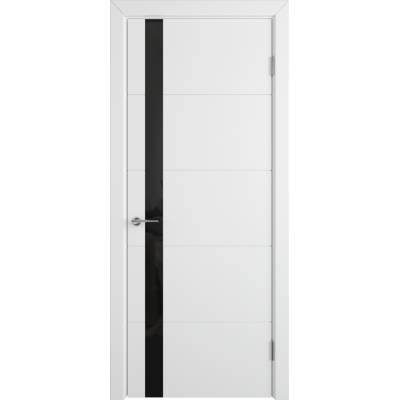 Эмалированная межкомнатная дверь ВФД Stockholm TRIVIA BLACK GLOSS POLAR белого цвета, Вид остекления: BLACK GLOSS, Цвет: белый, Размер полотна: 900х2000