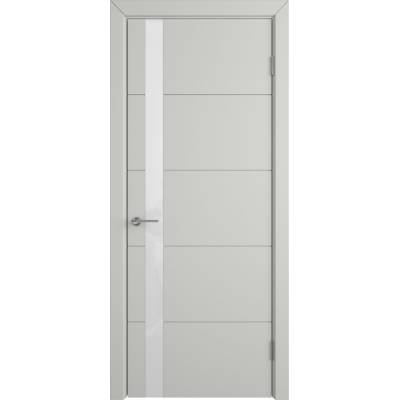 Эмалированная межкомнатная дверь ВФД Stockholm TRIVIA WHITE GLOSS COTTON серого цвета, Вид остекления: WHITE GLOSS, Цвет: серый, Размер полотна: 900х2000