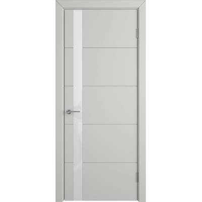 Эмалированная межкомнатная дверь ВФД Stockholm TRIVIA WHITE GLOSS COTTON серого цвета, Вид остекления: WHITE GLOSS, Цвет: серый, Размер полотна: 800х2000