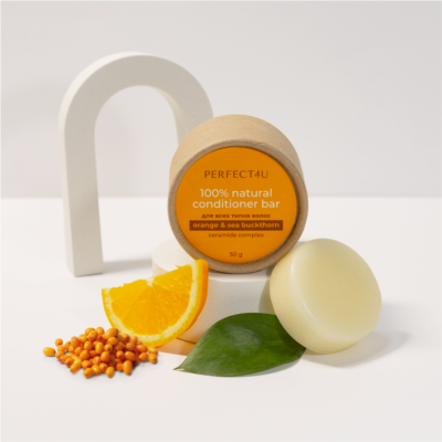 Натуральный твёрдый кондиционер "Апельсин и облепиха" для всех типов волос PERFECT4U, 50 г, изображение 2