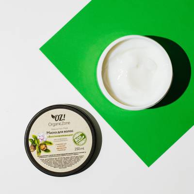 Маска "Восстанавливающая" для ослабленных и секущихся волос, с маслом ши и маслом зародышей пшеницы OZ! OrganicZone, 250 мл, Варианты: Маска для ослабленных и секущихся волос Восстанавливающая, изображение 3