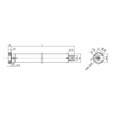 Внутривальный привод Nice для роллет E M 5012 с фазным управлением универсальный, на 60 и 70 вал, изображение 4