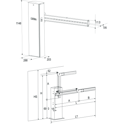 Электромеханический шлагбаум SEA VERG 24V L 11320006-1 для стрел до 5 метров, изображение 2