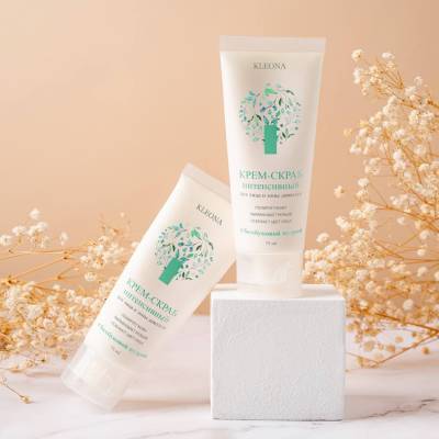 Крем-скраб интенсивный для лица и зоны декольте с бамбуковой пудрой KLEONA, 75 мл, Варианты: Крем-скраб интенсивный для лица и зоны декольте, изображение 3