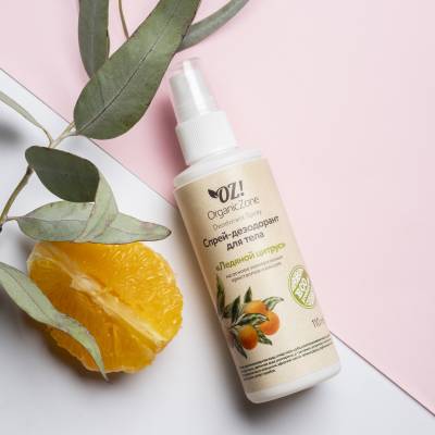 Спрей-дезодорант для тела "Ледяной цитрус" на основе минеральных кристаллов-квасцов OZ! OrganicZone, 110 мл, Варианты: Спрей-дезодорант Ледяной цитрус, изображение 2