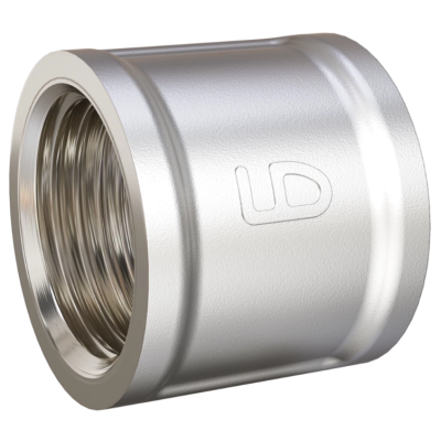 Муфта LD Pride DN15 LD.67.502.15 (1/2") ВР латунь никель, Варианты: Муфта DN15 LD.67.502.15, Цвет: серебристый