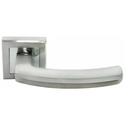 Дверная ручка на розетке RUCETTI RAP 11-S SN/CP, цвет Белый никель/полированный хром, изображение 2