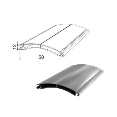 Взломостойкий экструдированный роллетный профиль DOORHAN RHE58M03 серый, Цвет: серый, изображение 2