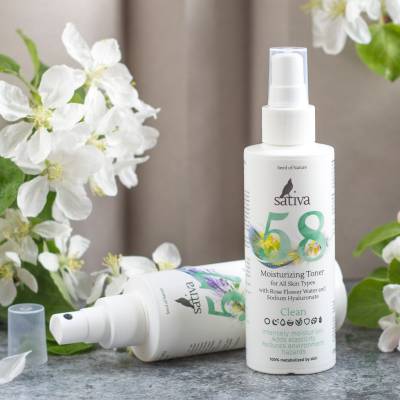 Тоник увлажняющий №58 для всех типов кожи, с гидролатом розы и гиалуронатом натрия Sativa, 150мл, Варианты: Тоник увлажняющий №58, изображение 2