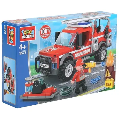 Конструктор "Город мастеров" Пожарная машина, с фигуркой, 185 деталей, изображение 3