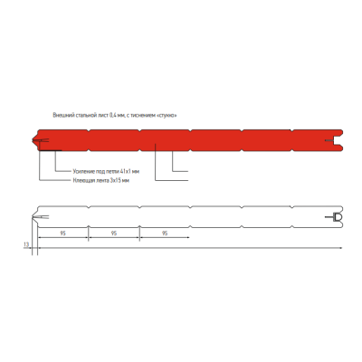 Панель DAMAST 10213-575 с полосой. Структура панели стукко цвет бирюзовый (RAL5021)/белый (RAL9003) и высотой 575 мм., Цвет: бирюзовый, изображение 2