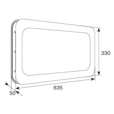 Врезанное акриловое окно DAMAST 21704 размером 635х330 для секционных ворот с панелью толщиной 40 мм, изображение 2