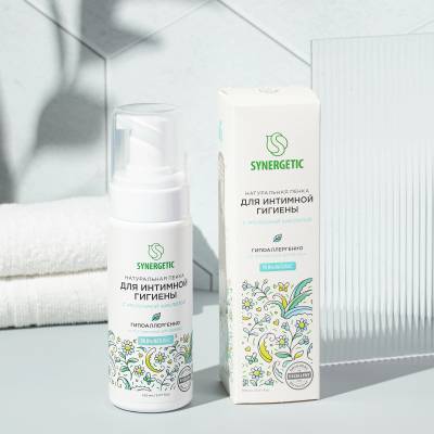 Натуральная пенка для интимной гигиены с молочной кислотой SYNERGETIC, 150 мл, Варианты: Пенка для интимной гигиены, изображение 2