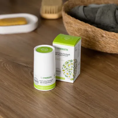 Натуральный шариковый дезодорант "Бергамот и Зелёный лайм" SYNERGETIC, 50 мл, Варианты: Натуральный дезодорант Бергамот и Зелёный лайм, изображение 4