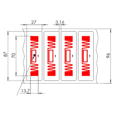 Метка ISBC Labels 87x27 UHF, UCODE8, paper adhesive неразрушаемая, Варианты: Labels UHF, UCODE8, paper adhesive, изображение 3
