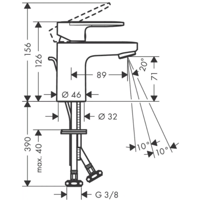 Vernis Blend смеситель для раковины, однорычажный, 70 со сливным гарнитуром, Варианты: смеситель хром 71550000, изображение 8