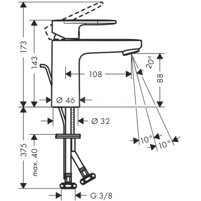 Hansgrohe Vernis Blend смеситель для раковины, однорычажный, 100 со сливным гарнитуром черный 71551670, изображение 4