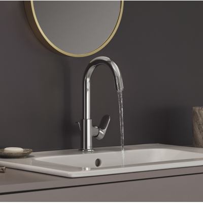 Hansgrohe Vernis Blend смеситель для раковины, однорычажный, 210, с поворотным изливом и сливным гарнитуром хром 71554000, изображение 3