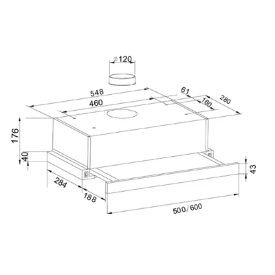 Встраиваемая вытяжка UV-60IG (F)
