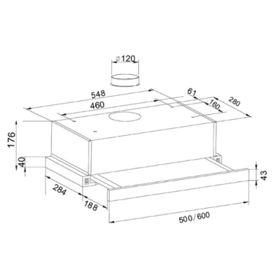 Встраиваемая вытяжка UV-60W (F)