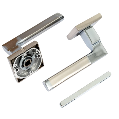 Дверная ручка RUCETTI RAP 17-S SN/CP, цвет-бел. никель/хром, изображение 4