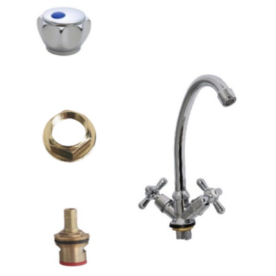 Смеситель для мойки aQuaDv, керамическая кран-букса, металлическая гайка Артикул 0031-01 с большим изливом, Варианты: смеситель 0031-01, изображение 3