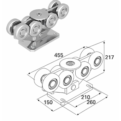 Опора роликовая для балки 138 мм облегченная, DHS500, изображение 2