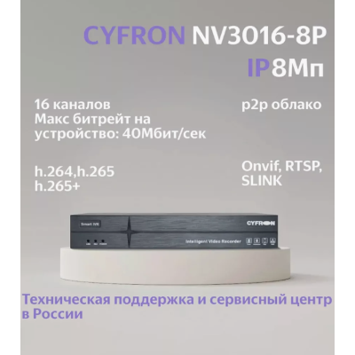 Сетевой IP видеорегистратор Cyfron NV3016-8P, 5Мп, 16 каналов, 1 HDD, PoE, изображение 4 от магазина Брами Маркет Сетевой IP видеорегистратор Cyfron NV3016-8P, 5Мп, 16 каналов, 1 HDD, PoE, изображение 4