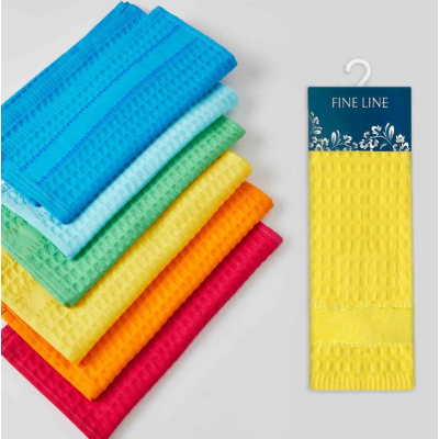 Комплект вафельных полотенец Fine Line Звезды желтый на хангере, Цвет: желтый, изображение 3