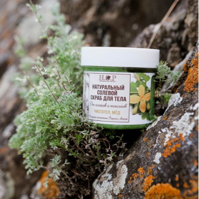 Скраб для тела солевой "ЧИСТОТЕЛ, МЁД"