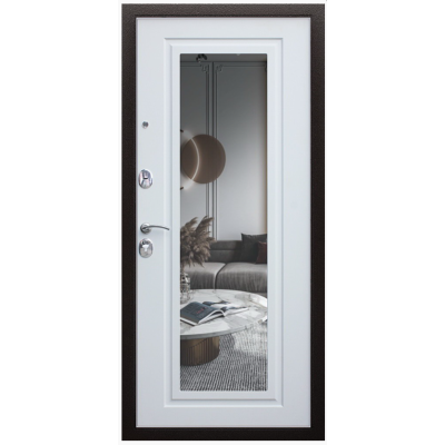 Входная стальная дверь АСД «Комфорт» с зеркалом для квартиры, Размер блока: 880х2050, Сторона открывания: левая (петли слева), изображение 2