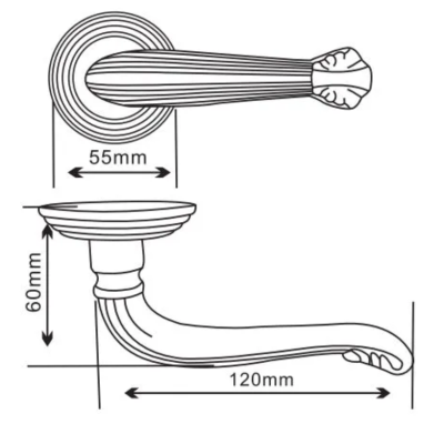 Ручка дверная межкомнатная Rucetti (Ручетти) RAP-CLASSIC-L 4 OMB цвет - старая матовая бронза, изображение 5