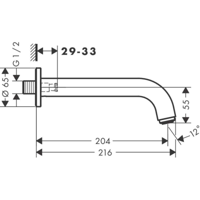 Hansgrohe Vernis Blend Излив на ванну черный матовый 71420670, изображение 2