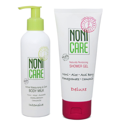 Косметический набор для тела - Увлажняющий крем 200 мл + Гель для душа гранат 200 мл NONICARE, изображение 3