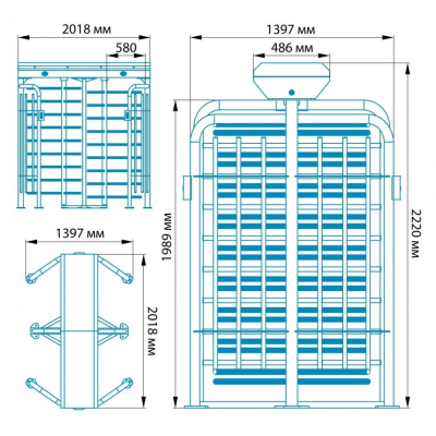 Полноростовой роторный турникет Блокпост РСТ 1400, изображение 5
