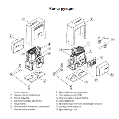 BKS22AGS (801MS-0100) привод 230 В для откатных ворот. Встроенный блок управления ZBKN., изображение 10