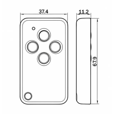 E80/TX54R/2 брелок-передатчик четырехканальный с функцией самообучения, 433 МГц., роллинг код, изображение 3
