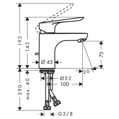 Hansgrohe Logis E Смеситель для раковины 70 однорычажный со сливным гарнитуром хром 71160000, изображение 2