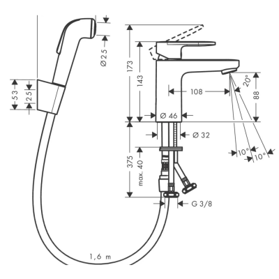 Смеситель Hansgrohe Vernis Blend 71215000 для раковины с гигиеническим душем, хром, изображение 3